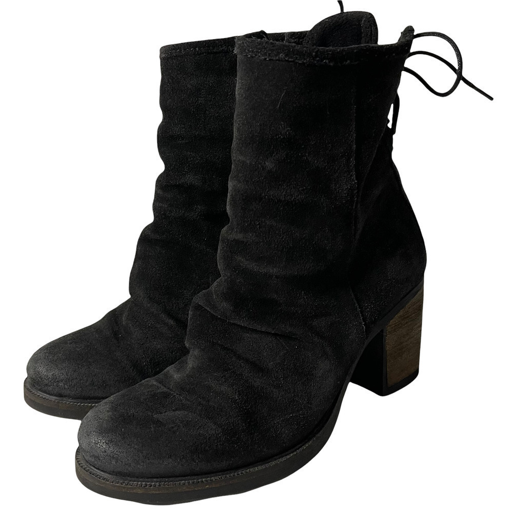BOS. & Co Barlow Waterproof Black Suede Heeled Lace Up Boots Size 38 (7.5)
